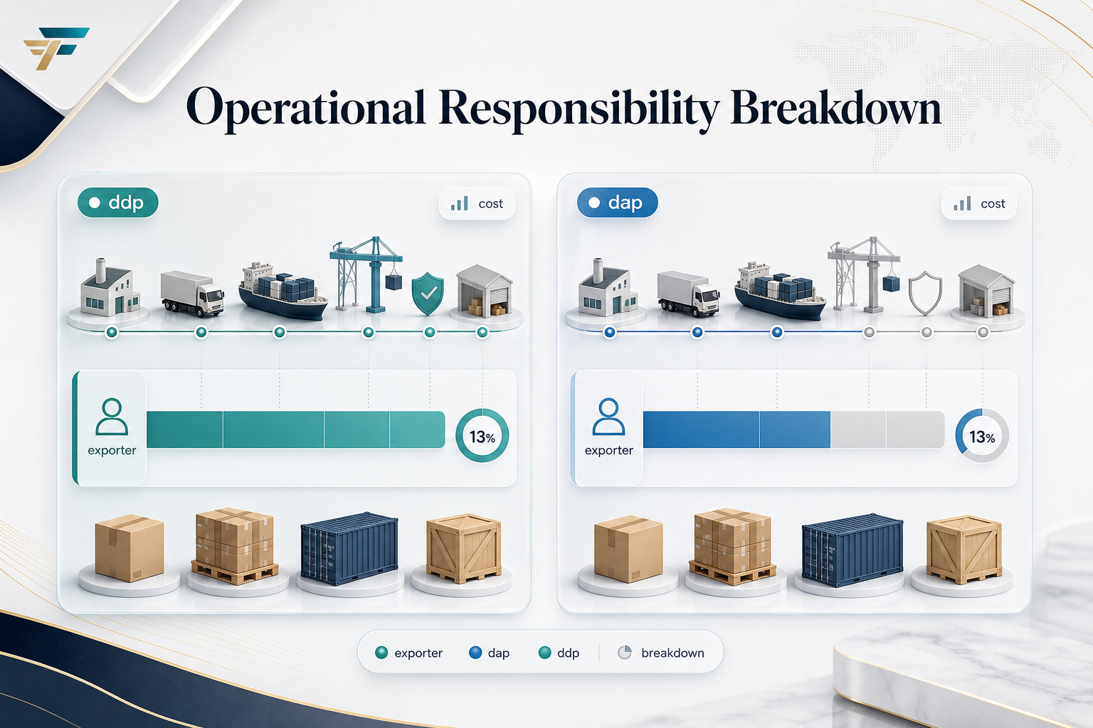 DDP vs DAP Hidden Costs Explained: A Complete Expense Breakdown, Operational Responsibility Breakdown, DDP vs DAP cost breakdown, illustration 2