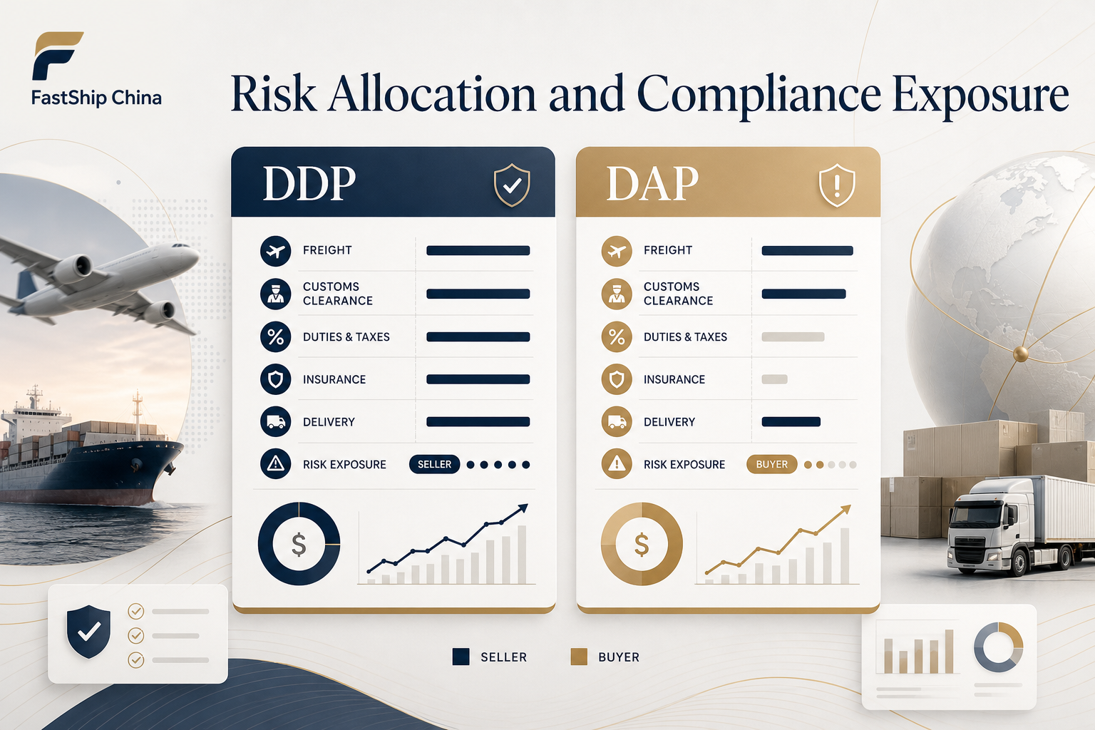 DDP vs DAP Hidden Costs Explained: A Complete Expense Breakdown, Risk Allocation and Compliance Exposure, DDP vs DAP cost breakdown, illustration 3